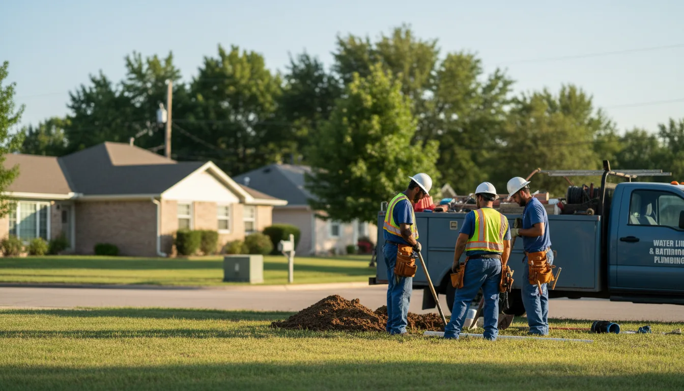 Residential water line and bathroom plumbing service in Harris, MO